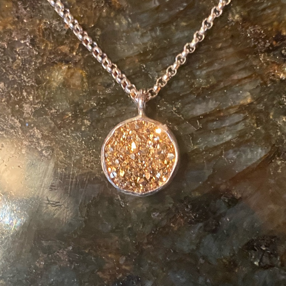 Sterling Silver and Gold Pyrite pendant and chain handcrafted  artisan made
